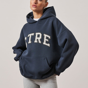 Low MOQ WOmen Oversized Solid Hoodies Custom Logo Printing <b>Drop</b> Shoulder 100% Cotton Fleece Hoodie OEM All Colours Available - Product Image 1