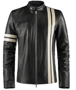 2024 New Design Wholesale Men's Casual <b>Jacket</b> Solid Color Zipper High Quality Stand <b>Collar</b> Slim Fit Real Leather <b>Jacket</b> - Product Image 1