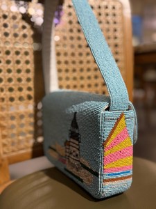 กระเป๋าถือประดับลูกปัดแก้วหลากสี MS Handicraft พร้อมหูหิ้ว กระเป๋าถือลำลอง งานแฮนด์เมดอินเดีย สีสันปรับแต่งได้ กระเป๋าทรงบาแกตต์ - Product Image 3