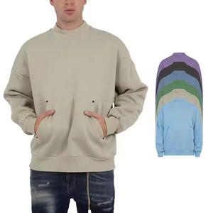 Logo personnalisé Sweat-shirt à col rond pour hommes Épaule tombante vierge 100% coton Oversize épais 400 500 gsm Sweat-shirt à capuche - Product Image 1