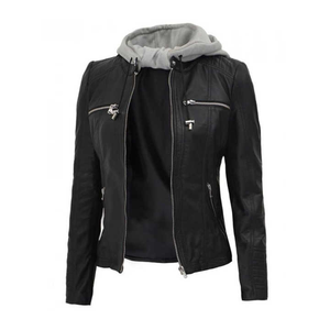 Trajes de moda Motocicleta Varsity Chaqueta de cuero Mujer-Zip Up Moto Trendy Women's Biker Coats Transpirable - Product Image 4