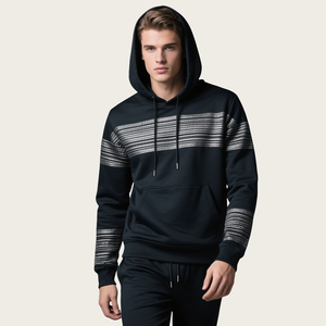 Survêtements 100% coton pour hommes, survêtements de jogging unis décontractés et respirants avec capuche, broderie de remise en forme pour la saison d'hiver - Product Image 4