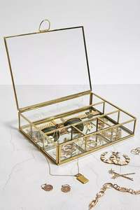 Boîte à bijoux décorative en verre de stockage de bijoux boîte à bijoux design attrayant boîte à bijoux en verre et laiton transparent à bas prix - Product Image 2