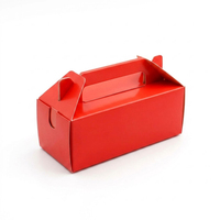 Caja de Cartón Roja Plegable para Comida para Llevar, con Asa y Cierre a Presión, para Pollo Frito, Fabricación Personalizada OEM al por Mayor