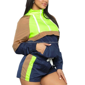 Wholesale Custom Summer Windbreaker Short Set for Men Women High Waist Breathable Colored Polyester/Cotton Solid Pattern 2026 - Product Image 3