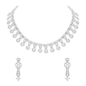 Alex <b>Jewellery</b> -Elegant Austrian Diamond Rounded Choker Necklace Set - Product Image 3