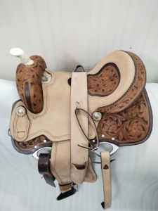 ADEEFA Selle de luxe anglaise personnalisable en cuir durable de qualité supérieure tailles personnalisées cheval de course en baril marron - Product Image 2