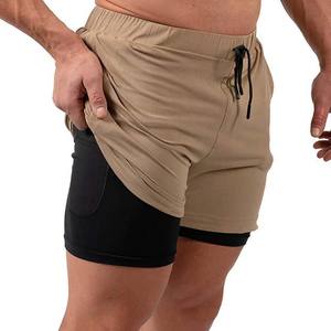 Men's <b>Sports</b> Casual Outdoor Zipper <b>Pocket</b> Woven Double Layer Running Jogging <b>Shorts</b> Cotton Polyester Gym Clothing Men's <b>Shorts</b> - Product Image 3
