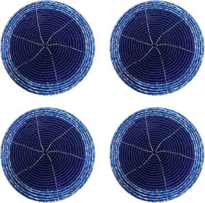 Handcrafted Classic Style Round <b>Beaded</b> <b>Coaster</b> Jute Glass Material for Dining Table Wedding Christmas Family Gatherings Parties - Product Image 3