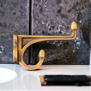 Brass <b>wall</b> hooks elegant handcrafted metal hardware <b>for</b> bathroom kitchen hallway coat towel hanging storage organizer - Product Image 4
