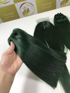 Pour Genius trame tisse perruques faisceaux haute qualité brut Double dessiné Vietnam Extensions de cheveux cheveux longs matière première couleur verte - Product Image 4