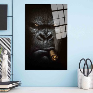 Superbe toile d'art en verre Gorilla imprimée - Œuvre d'art animale unique, ART EN VERRE TÉMPERÉ - Product Image 1