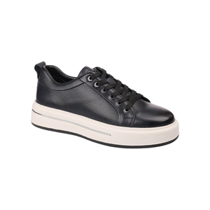 M054 Baskets décontractées en cuir pour hommes avec logo V triangulaire, lacets plats, semelle en caoutchouc, talon bas, à lacets, vente en gros, export - Product Image 2