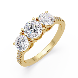 Wholesale Three Stone Lab Grown Diamond Engagement Rings 14K <b>Solid</b> Gold 2.50 CTW Rhodium Plated Women's Custom Manufacturer - Product Image 3