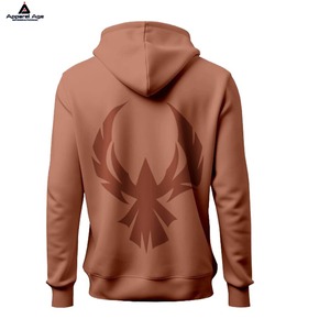 Sweat à capuche pull-over en coton vierge de haute qualité, fait sur mesure, sweat à capuche uni lourd avec logo brodé et impression de logo personnalisé - Product Image 5