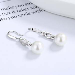 Jeulia Intertwined Design Pearl <b>Drop</b> <b>Earrings</b> in Sterling <b>Silver</b> - Product Image 3