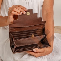 Dompet Kulit Asli Buatan Tangan Gaya Boho dengan Slot Kartu dan Uang, Dompet Wanita Gaya Barat, Dompet Kulit Sapi dengan Bulu