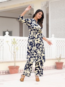 Ensemble en coton épais imprimé rayonne avec pochette pour femme - Product Image 5