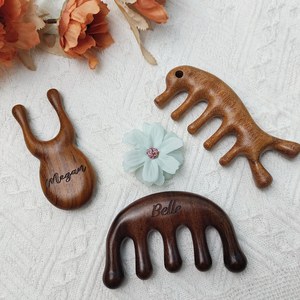 Peine de Madera para Masaje Capilar, Herramienta de Masaje Capilar Antiestática Natural, Peine de Madera Hecho a Mano para Uso en Salón de Belleza o Regalo - Product Image 3