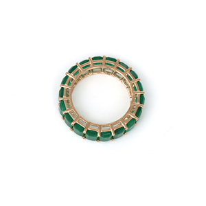 แหวนหมั้น zambian มรกตธรรมชาติ zambian 6x4mm พลอยตัดแปดเหลี่ยม bamd 14K สีเหลืองทอง May birthstone สำหรับเธอ - Product Image 3