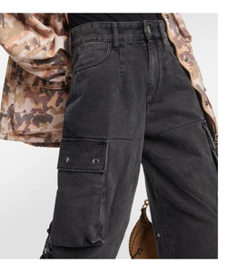 กางเกงขายาวสตรีทเอวสูงมีกระเป๋าแนววินเทจ - Product Image 2