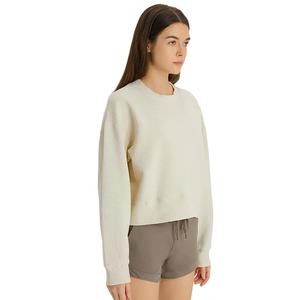 Custom Women's 100% Cotton <b>Sweatshirt</b> <b>Long</b> Sleeve Casual Style Plain Solid Crop Length Streetwear <b>for</b> Winter - Product Image 5