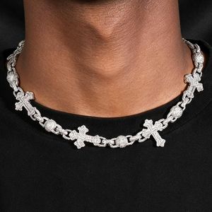925 Sterling <b>Silver</b> Moissanite Diamond <b>Cross</b> Link <b>Necklace</b> Iced Out Cuban Chain HipHop Jewelry <b>Men</b> Women Luxury Fashion Gift Top - Product Image 2