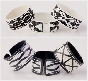 Meilleur bracelet jonc fantaisie en résine acrylique unisexe, classique et élégant, forme carrée, bijoux en résine noire pour anniversaire et fête, pour femme - Product Image 4