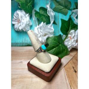 Bague en turquoise de Royston et argent sterling, fabrication Navajo, taille 8.5, bijou culturel de collection - Product Image 2