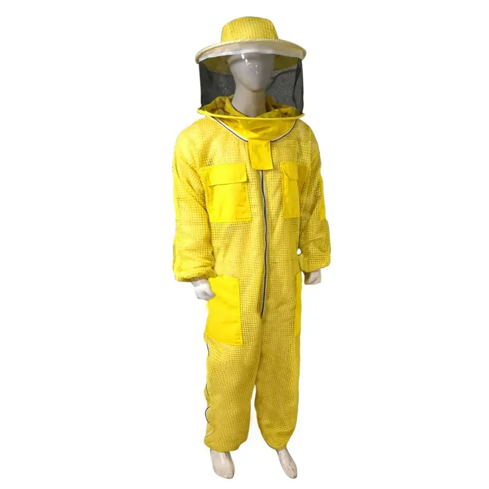 High Quality New Arrival Premium Yellow Front Pockets Non-Woven Hooded Beekeeping Suits For Professional Bee Keepers