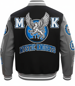 Personalizable Varsity Letterman chaqueta lana mezcla cuerpo imitación cuero mangas escuela equipo estilo - Product Image 2