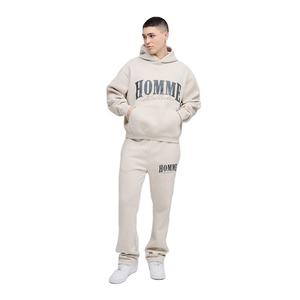 Ensemble survêtement personnalisé à capuche et pantalon de survêtement évasé, double couche, surdimensionné, épais, lourd, unisexe, impression sérigraphique personnalisée - Product Image 1