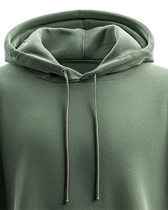 Sudadera con capucha verde oliva de gran tamaño para hombre con bolsillo canguro diseño de hombro caído ropa de calle informal de lana suave - Product Image 4