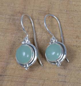 Boucles d'oreilles pendantes en argent Sterling 925 faites à la main pour femmes véritable Aqua calcédoine lunette réglage bijoux en goutte naturelle - Product Image 2