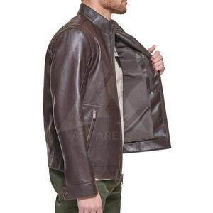 2025 chaqueta de bombardero de cuero de piel de cabra marrón personalizada de moda chaqueta de cuero genuino para hombres en alta calidad hecha en Pakistán - Product Image 4