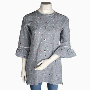 Women's Printed Casual Shirt - Grey - Product Image 4
