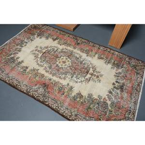 Clásico Beige rojo área grande estilo Kilim alfombra turca 4.2x6.9ft patrón abstracto lana látex respaldo rectángulo pasillo diseño 10mm - Product Image 4