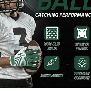 Guantes de receptor de fútbol juvenil Diseño personalizado Moda Guantes de receptor multifuncionales Microfibra, Transpirable, ligero - Product Image 4