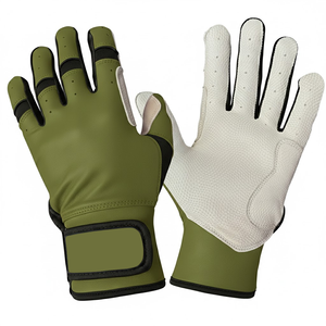 Guantes de Bateo de Béisbol Color Beige, Palma de Cuero con Agarre, Logotipo Personalizado, Guantes de Softbol para Bateo para Jóvenes y Adultos - Product Image 4