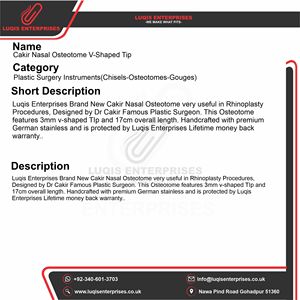 Osteótomo Nasal Cakir con Punta en Forma de V, Instrumento Quirúrgico ORL, Acero Inoxidable de Grado Médico - Product Image 5