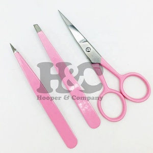 Pince à épiler rose professionnelle de haute qualité avec étui, en acier inoxydable, logo ciseaux - Product Image 2