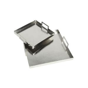 Plateau en métal galvanisé glamour pour bar plateau de nourriture décoré pour servir de la nourriture et des boissons pour les centres de table de décoration de maison et de mariage - Product Image 1