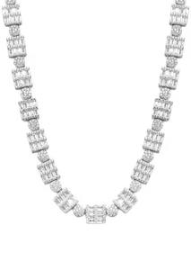 Baguette de plata de último diseño, cadena cubana de moissanita helada redonda, joyería fina de lujo, Material principal de oro amarillo para colección - Product Image 3