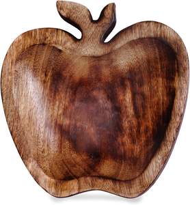 Wooden Bowl Apple Shaped Mango <b>Wood</b> Bowl, <b>Rustic</b> Centrepiece for <b>Dining</b> <b>Table</b>, Serving Snack Bowl, Dipping Bowl, Handmade - Product Image 2