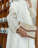Abayas musulmanes arabes pour femmes, été 2024, en soie, manches longues, anti-rides, deux pièces, couleur unie, haute qualité, Turquie