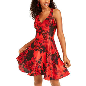 Vestido ajustado rojo City Studios Junior con espalda descubierta, cuello halter, largo hasta la rodilla, tallas XS-XL, lavable, de viscosa, personalizable, ODM, OEM - Product Image 1