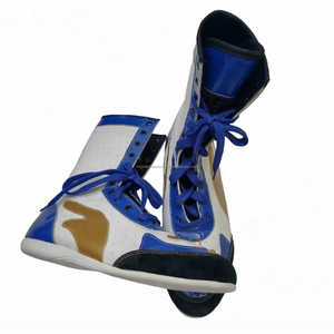 Men's Genuine Leather & PU <b>Boxing</b> & Muay Thai Kicking Shoes with Lace-Up Closure Breathable Shock Resistant - Product Image 1