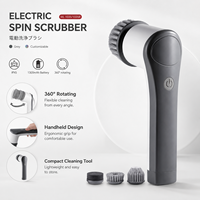 Nettoyeur électrique sans fil 1200 mAh, étanche IPX5, avec têtes en nylon, brosse de nettoyage pour salle de bain, évier, sol, carrelage, cuisine, usage domestique