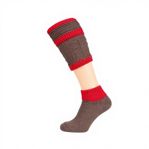 2 Piece Long Embroidered German Lederhosen 100% <b>Wool</b> <b>Socks</b> Red/Brown (Traditional <b>Socks</b>) Plaid Pattern Men's Full High Quality - Product Image 1