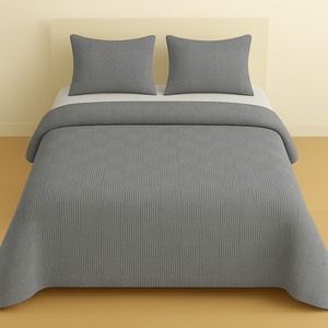 Sinada Home Modern Double Waffle Square Estampado con sangría Color gris Piqué Set Diseño sólido para uso en hoteles y viajes - Product Image 1